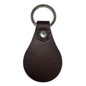 Leather Keychain - Tear Drop Dark Brown